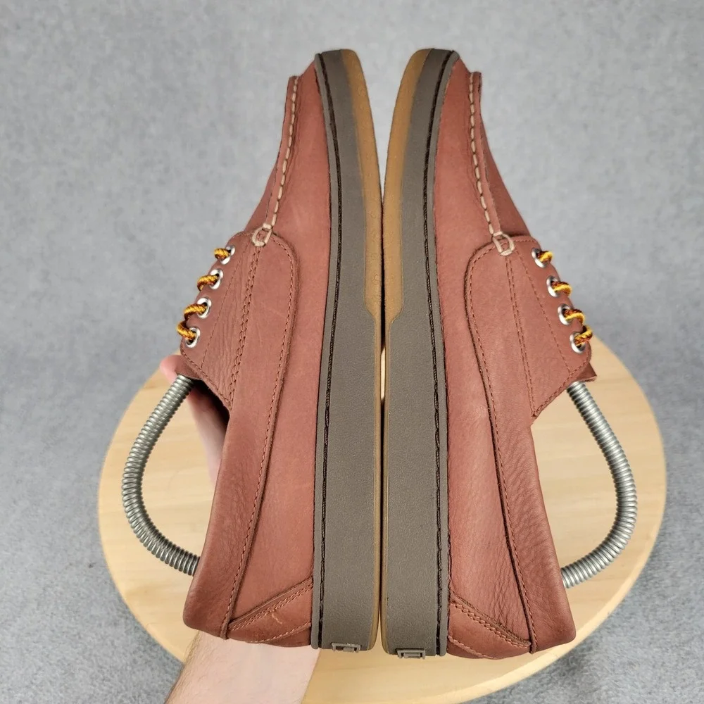 L.L. Bean Blucher Boat Shoes Mens 8 Medium Brown Leather Handsewn Moc Toe 504636